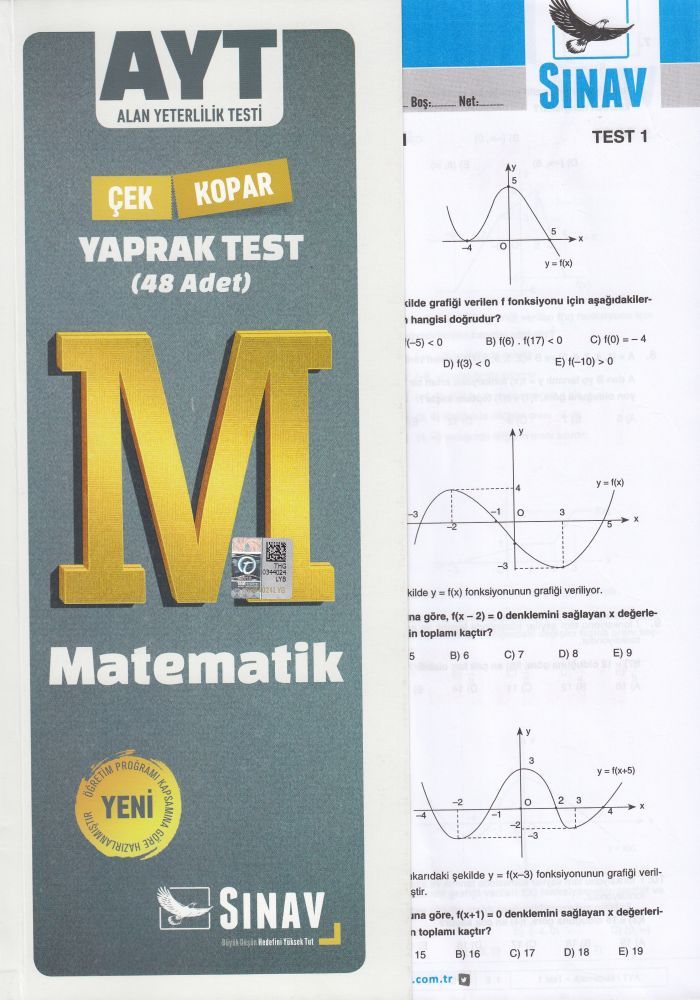 Sınav Yayınları AYT Matematik Çek Kopar Yaprak Test