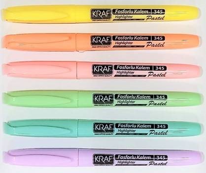 Kraf Pastel Fosforlu Kalem Seti Kalem Tipi 6'lı