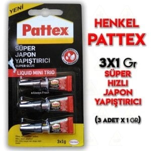 Pattex 3x1 gr Süper Hızlı Japon Yapıştırıcı Mini Trio 3'lü