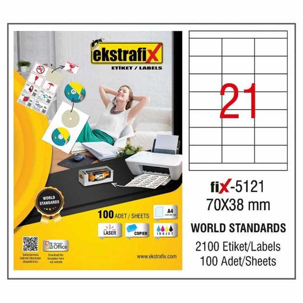 Ekstrafix Laser Etiket 70 X 38 mm