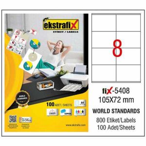 Ekstrafix Laser Etiket 105 X 72 mm
