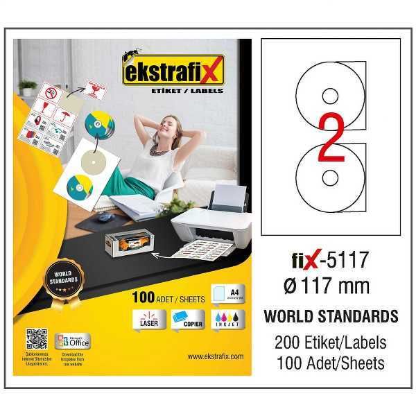 Ekstrafix Laser Etiket Cd 117 mm