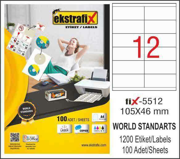 Ekstrafix Laser Etiket 105 X 46 mm