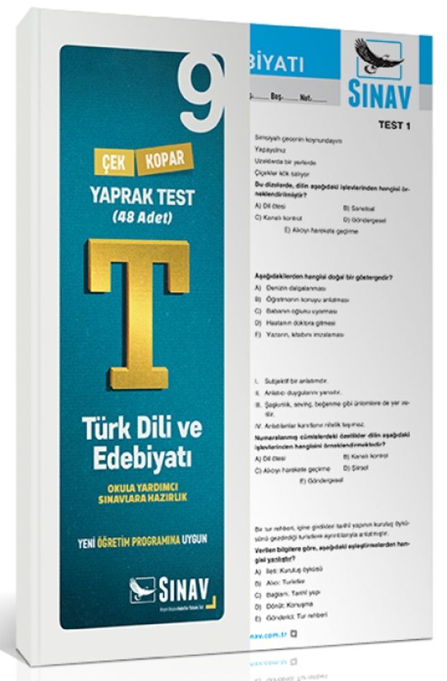 Sınav Yayınları 9. Sınıf Türk Dili ve Edebiyatı Yaprak Test