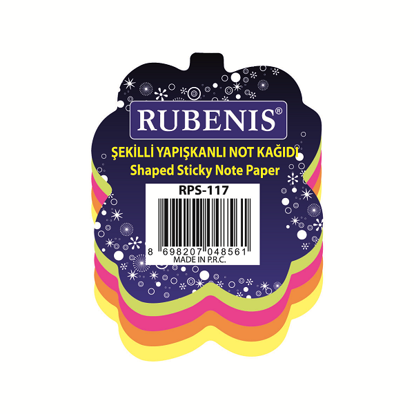 Rubenis Yapışkanlı Not Kağıdı Yaprak Desenli Fosforlu 4 Renk