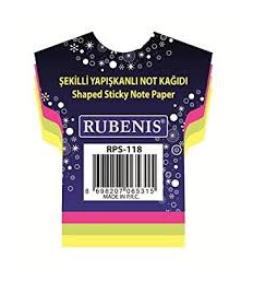Rubenis Yapışkanlı Not Kağıdı Tişört Desenli Fosforlu 4 Renk