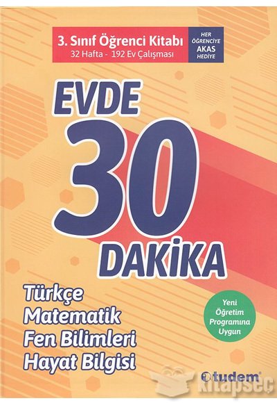 3. Sınıf Evde 30 Dakika Türkçe Matematik Fen Bilimleri Hayat Bilgisi Soru Ev Çalışması Tudem Yayınları