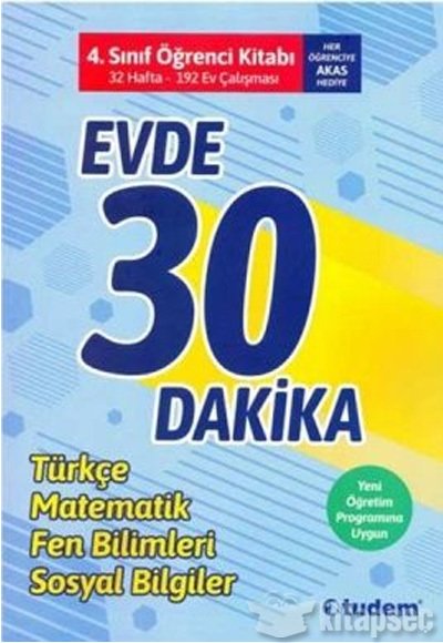 4. Sınıf Evde 30 Dakika Türkçe Matematik Fen Bilimleri Hayat Bilgisi Soru Ev Çalışması Tudem Yayınları