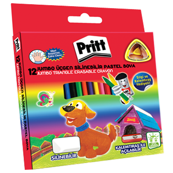 Pritt Pastel Boya Jumbo Silinebilir Üçgen 12'li