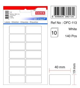 Tanex Ofis Etiketi Ofc-113 19x40 MM Beyaz