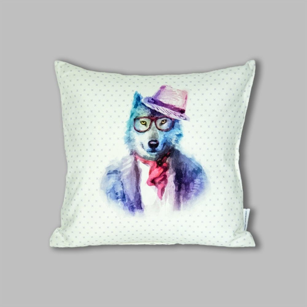 Dijital Hipster Wolf Kırlent