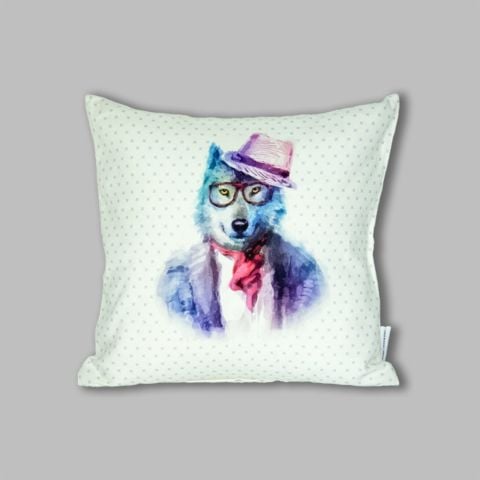 Dijital Hipster Wolf Kırlent
