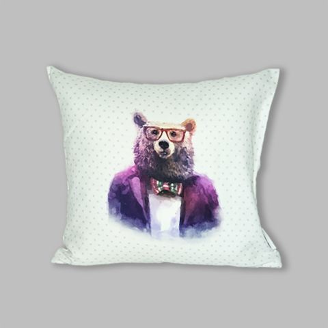 Dijital Hipster Bear Kırlent