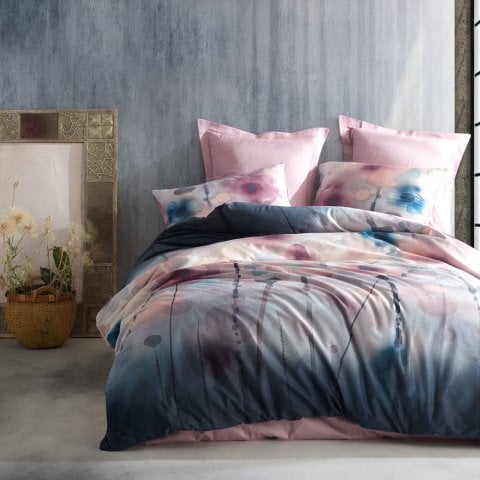 %100 Pamuk Saten Fleur Dijital  Nevresim Takımı