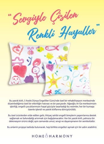 Yastık Kılıfı / Sevgiyle Çizilen Renkli Hayaller