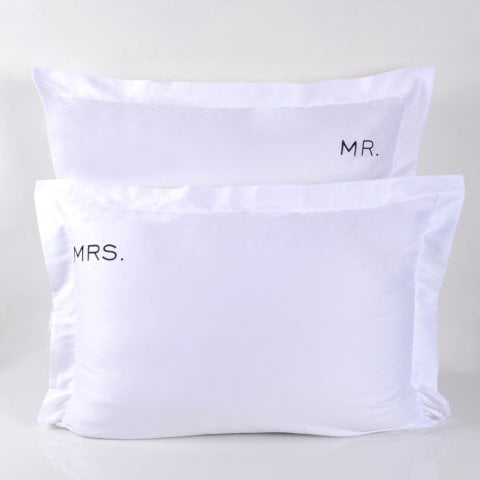 MR. MRS. Nakışlı Yastık Kılıfı