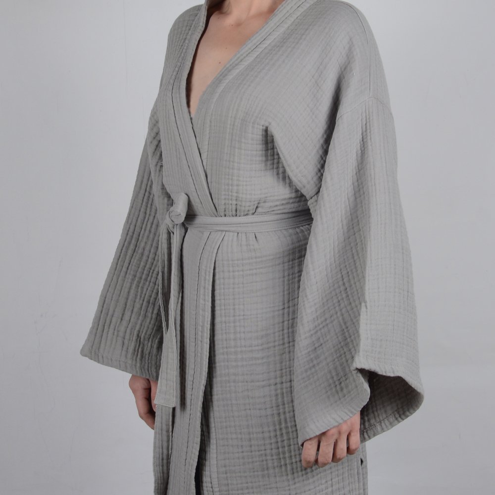 Kimono Müslin Bornoz Gri