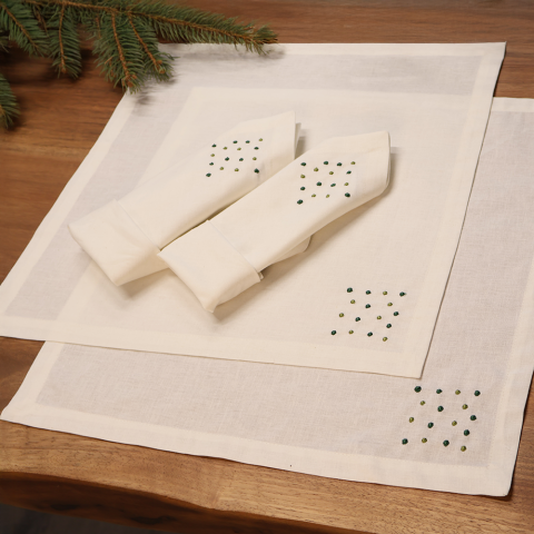 Spots Keten Peçete Yeşil - 40x40*2