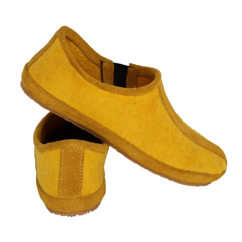 Woolnat Merino Yün Sarı Çocuk Keçe Ayakkabı