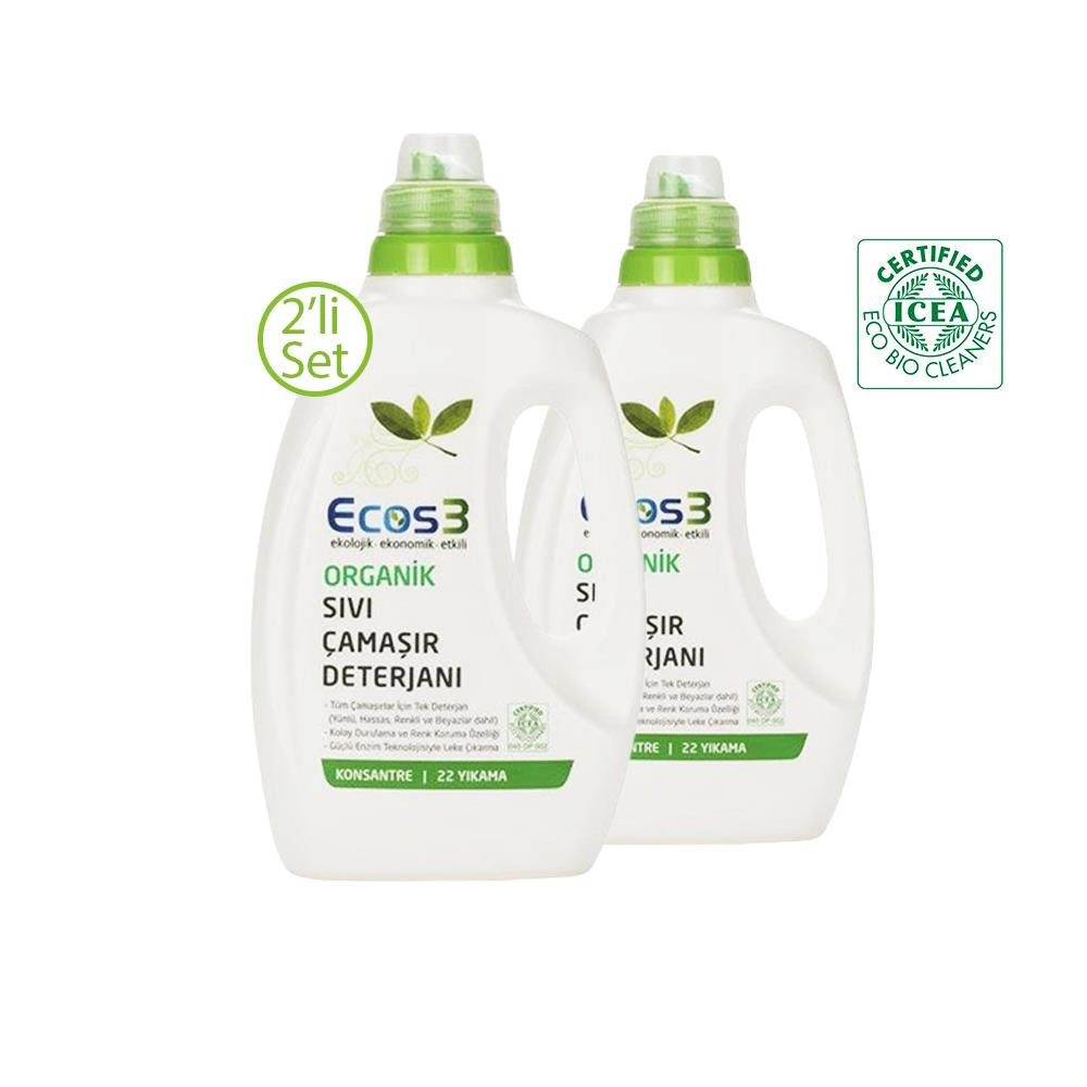 Ecos3 2'li Set Organik Sıvı Çamaşır Deterjanı