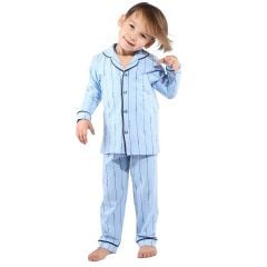 Woolnat Çizgili Pamuklu Erkek Çocuk Pijama Takımı