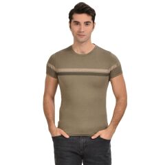 Woolnat Merino Wool Line Printed Short  Sleeve Men's T-shirt 