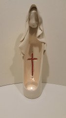 El Yapımı Haç Dekorlu Meryem Ana Mumluk Beyaz 11