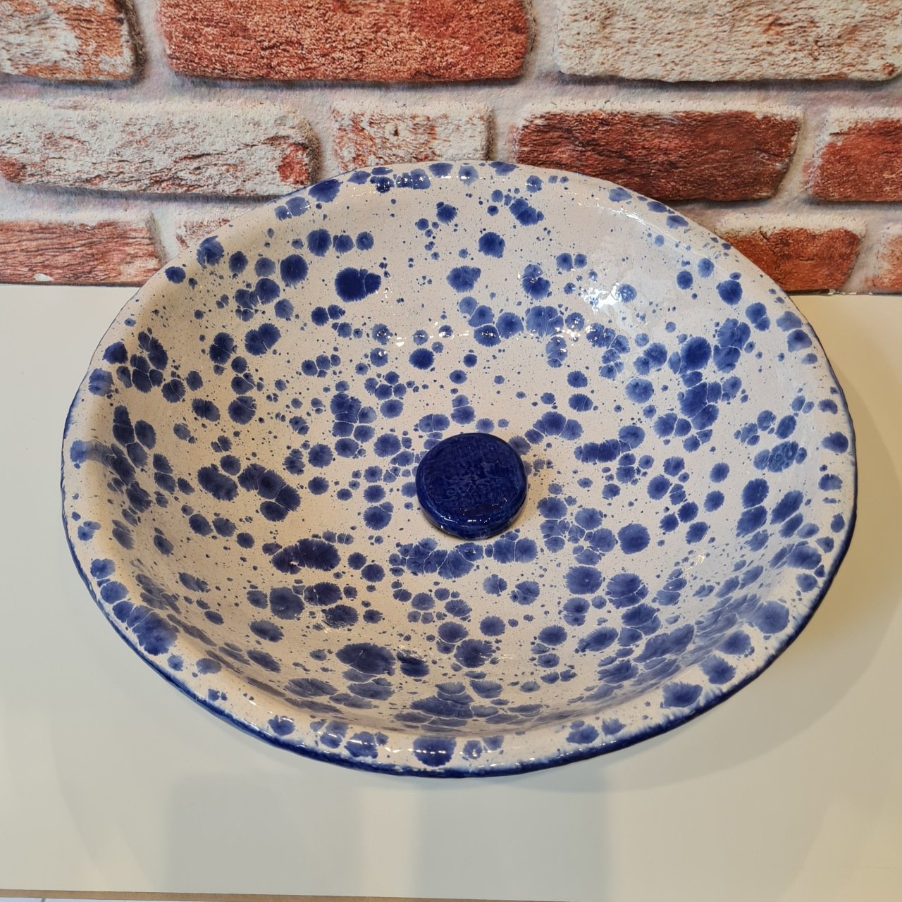 Beyaz Lacivert Lavabo