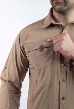 Tactical Outdoor Gömlek Esnek Fit Erkek KOYU BEJ