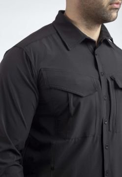 Tactical Outdoor Gömlek Esnek Fit Erkek Siyah