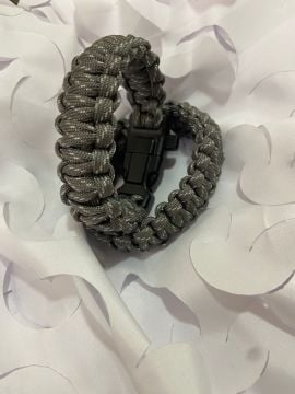 PARACORD BİLEKLİK GRİ BEYAZ DESENLİ