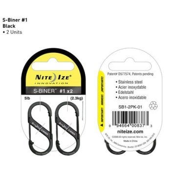 Nite-ize S-Biner Size1-2Pack Black