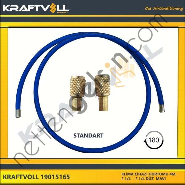 KRAFTVOLL 19015165 KLIMA GAZ BASMA HORTUMU 4000 MM F 1/4 X F 1/4 STRAIGHT MAVI STANDART  GENEL BİNEK KLİMA HORTUMU