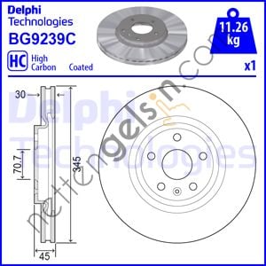 DELPHI BG9239C ON FREN DISKI 18’’ INSIGNIA B 17>  OPEL BİNEK FREN DİSKİ