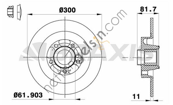 BRAXIS AD0388 ARKA FREN DISK AYNASI LAGUNA III LATITUDE 1.5DCI / 1.6 / 2.0 (RULMANLI) / (300 / 11MM)  RENAULT BİNEK FREN DİSKİ