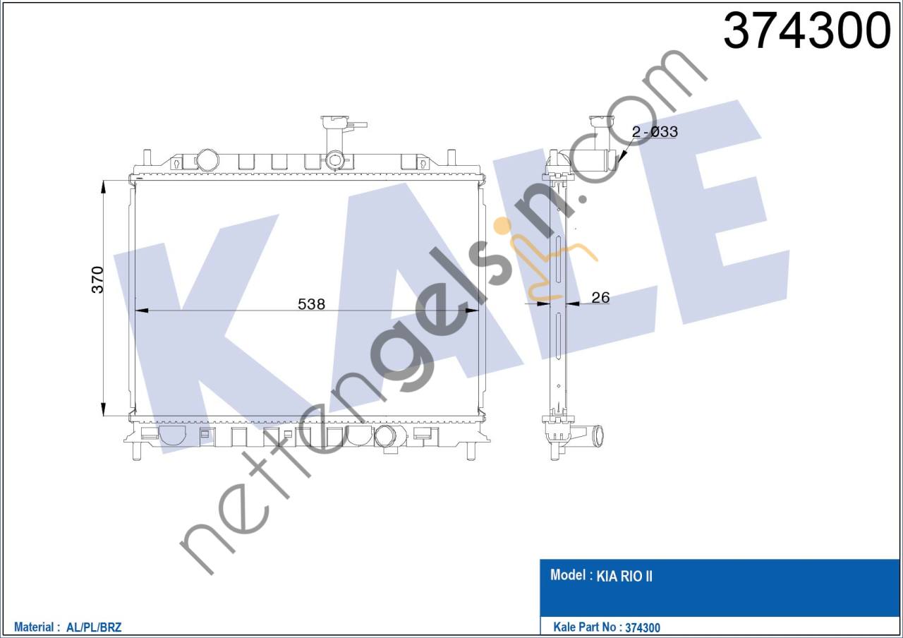 KALE 374300 MOTOR SU RADYATORU RIO 1,5 CRDI MANUEL VITES 2005>  KIA BİNEK MOTOR SU RADYATORU