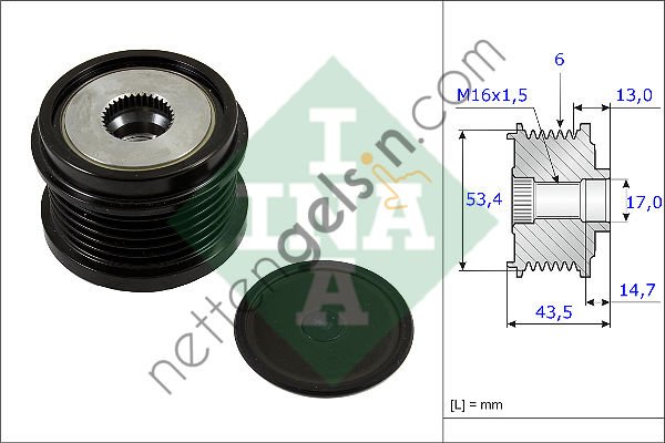 INA 535023710  ALTERNATOR KASNAGI 43.5MM CMAX 11> FIESTA VI 13> FOCUS III 11> KUGA II 13> TRANSIT CONNECT 14> CO  FORD BİNEK ALTERNATÖR KASNAĞI