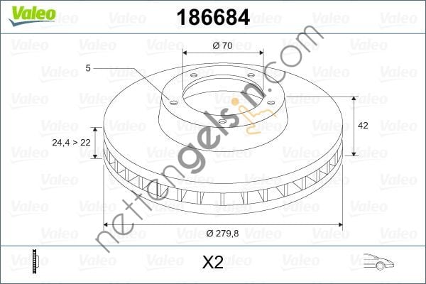 VALEO 186684 ON FREN DISK AYNASI 5 BIJON ASTRA G ASTRA H CORSA C MERIVA A  OPEL BİNEK FREN DİSKİ