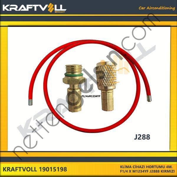 KRAFTVOLL 19015198 KLIMA GAZ BASMA HORTUMU 4000 MM F 1/4 X M1234YF J2888 KIRMIZI  GENEL BİNEK KLİMA HORTUMU