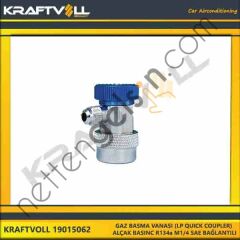 KRAFTVOLL 19015062 GAZ BASMA VANASI (LP QUICK COUPLER) ALÇAK BASINC R134a M1/4 SAE BAGLANTILI  GENEL BİNEK KLIMA SISTEM ÜRÜNLERI