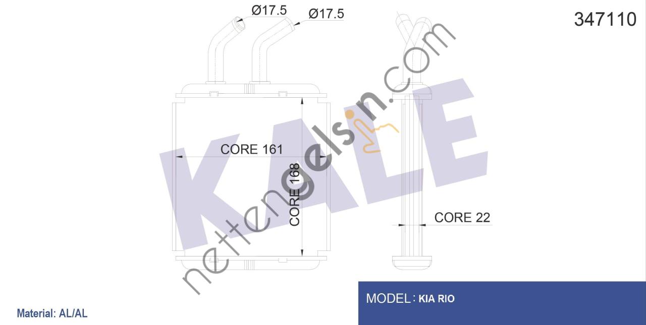 KALE 347110 KALORIFER RADYATOR KIA RIO 2000 2005  KIA BİNEK KALORİFER RADYATÖRÜ