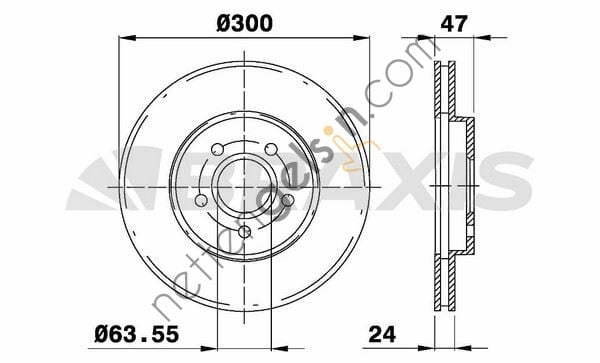 BRAXIS AE0049 ON FREN DISK AYNASI MONDEO III 1.8 / 2.0 / 2.2 00>07 JAGUAR X TYPE 01>09 OLCU (300 X 24 X 5 BIJON) H  FORD BİNEK FREN DİSKİ