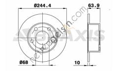 BRAXIS AE0076 ARKA FREN DISK AYNASI SUPERB 1.8T / 1.9TDI / 2.0 / 2.5TDI / 2.8 V6 02> PASSAT VARIANT 96>  VW-AUDI-SEAT-SKODA BİNEK FREN DİSKİ