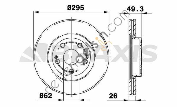 BRAXIS AE0140 ON FREN DISK AYNASI HAVALI AVENSIS D4 D 03->08 D4 D 295X5 (MERKEZLEME CAPI:62)  TOYOTA BİNEK FREN DİSKİ