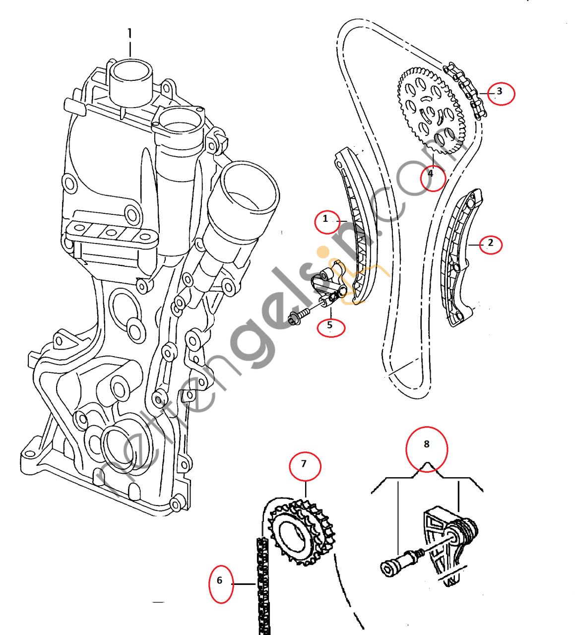 AUTEX 711025 EKSANTRİK ZİNCİR SETİ VW 1.4 TSİ 1.6 FSİ FULL SET 03C198229A VW