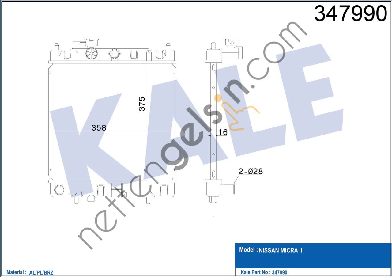 KALE 347990 MOTOR SU RADYATORU NISSAN MICRA K11 KASA 1992 2000 MANUEL VITES  NISSAN BİNEK MOTOR SU RADYATORU