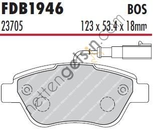 FERODO FDB1946W ON FREN BALATASI LINEA 1,3 STILO BRAVO SIENA PALIO ALBEA 1,2 / 1,4 / 1,6 / 1,9D MULTIJET 10 / 01> DOBLO 1,3D NEMO BIPPER FIORINO 77362548 (BOSCH 0986TB2414 EŞDEĞERİ) FIAT BİNEK