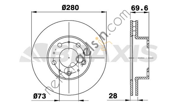 BRAXIS AE0176 ON FREN DISK AYNASI BOXER III JUMPER III DUCATO III 14Q (15 JANT) / (CAP: 280MM KALINLIK: 28MM) HAVA SOGUTMALI  FIAT BİNEK FREN DİSKİ