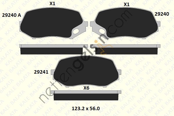 KALE B 29240 173 05 KD11 ON FREN BALATASI CANTER 3,0DT FUSO 3,9DT FUSO 4,9DT FUSO CANTER FE511 FE711 06>10  MITSUBISHI HAFİF TİCARİ FREN BALATASI