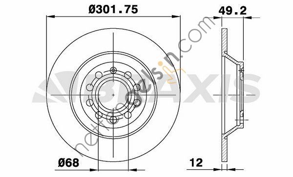 BRAXIS AE0214 ARKA FREN DISK AYNASI A6 2.0 / 2.4 / 2.7 / 3.0 / 3.0 QUATTRO 05>  VW-AUDI-SEAT-SKODA BİNEK FREN DİSKİ